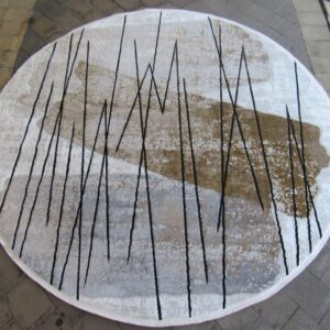 round modern rug - Light Grey - Black