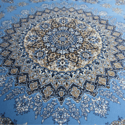 Blue Cream & Beige Round Rug