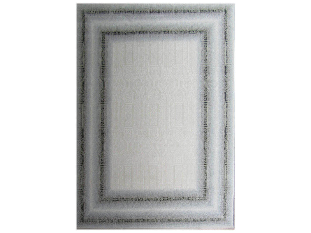 Modern Light Grey - White border rug