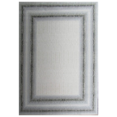 Modern Light Grey - White border rug