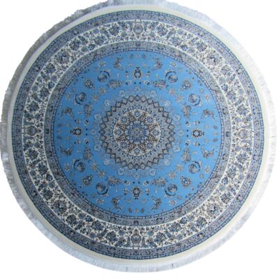 Persian Inspired Blue Round Rug