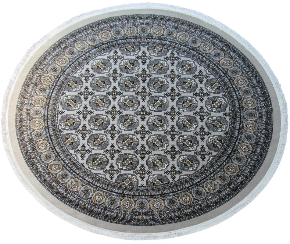 Persian Grey Bukhara Round Rug