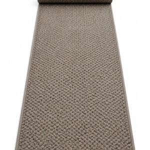 Linen Wool wool runner rug rolled up on a white background