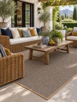 Linen Wool wool rug styled in a room setting