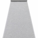 Natural Flair Pampas Grey wool runner rug rolled up on a white background