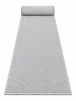 Natural Flair Pampas Grey wool runner rug rolled up on a white background