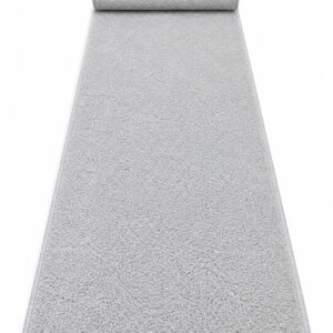 Natural Flair Pampas Grey wool runner rug rolled up on a white background