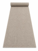 Wool Cotton wool runner rug rolled up on a white background