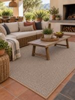 Wool Cotton wool rug styled in a room setting