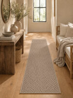 Wool Cotton wool runner rug styled in a hallway