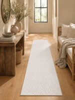 Wool Fleece White wool runner rug styled in a hallway