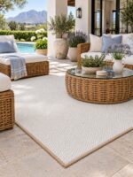 Wool Fleece White wool rug styled in a room setting