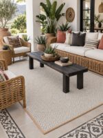 Wool Twill wool rug styled in a room setting