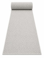 Wool Twill wool runner rug rolled up on a white background