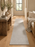 Wool Twill wool runner rug styled in a hallway
