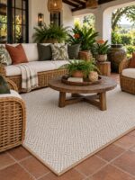 Wool Weave Herringbone wool rug styled in a room setting