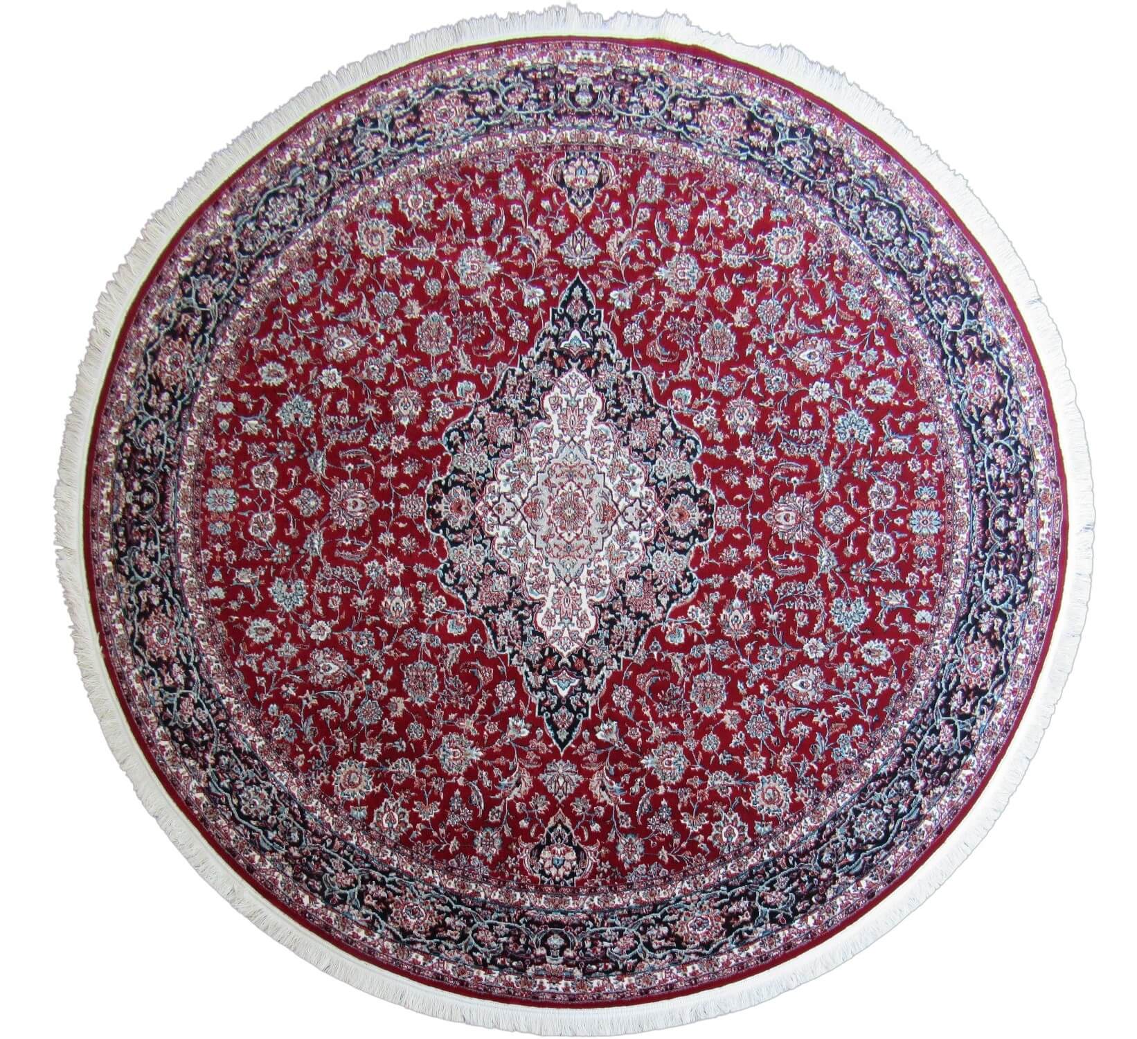 Persian Kashan Inspired Red Round Rug Persian Kashan Round Rug - Red