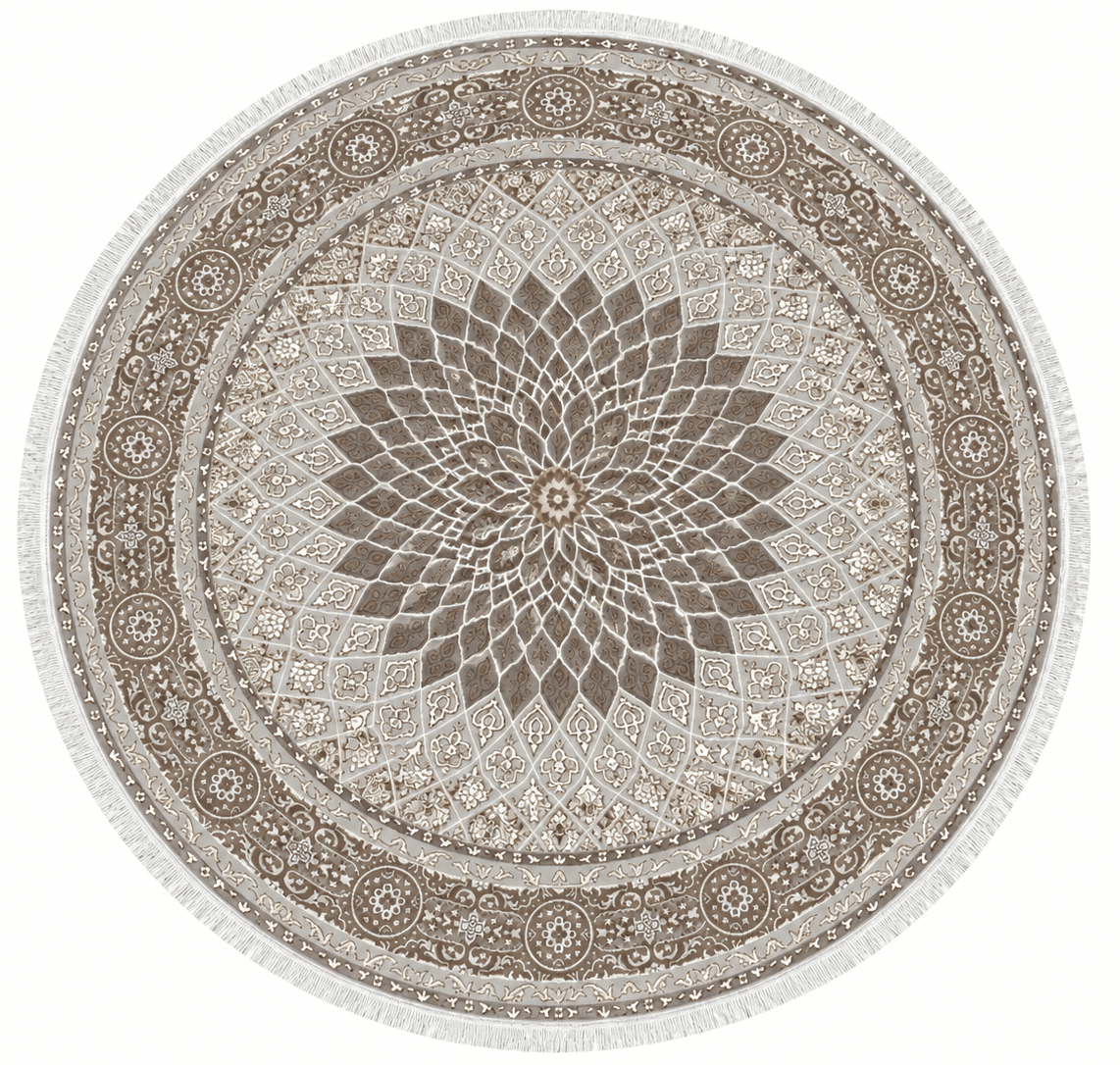 Persian Light Beige - Grey Round Rug Persian Round Beige - Brown Rug