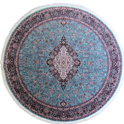 Persian Blue Red Meallion Round Rug