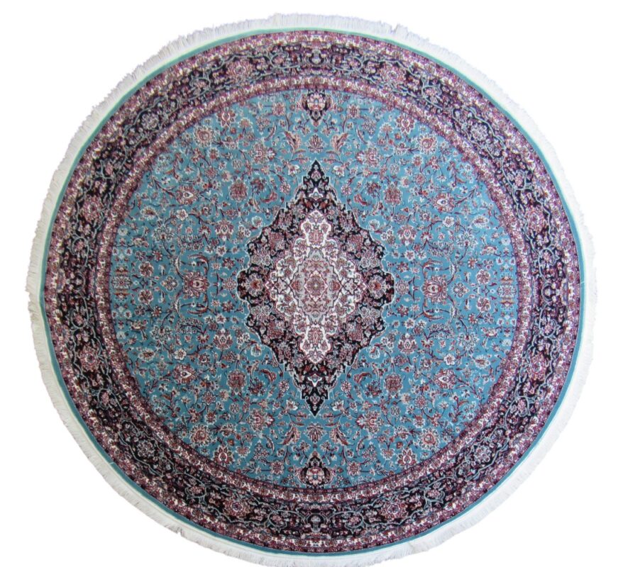 Persian Blue Red Meallion Round Rug