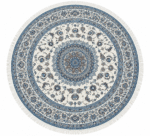 Persian Round Rug - White - Blue