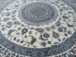 Persian Kashan Mandala Classic Round Rug – Blue & White - Image 4