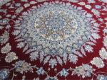 Persian Kashan Medallion Classic Round Rug – Red & White - Image 3