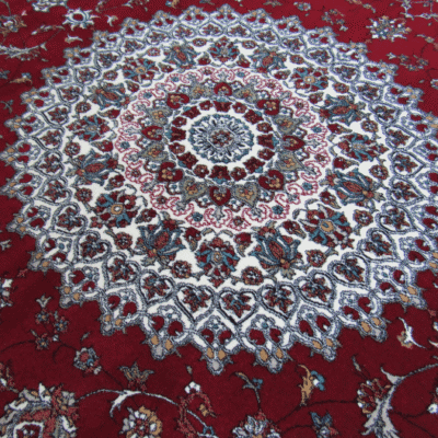 Red persian round rug