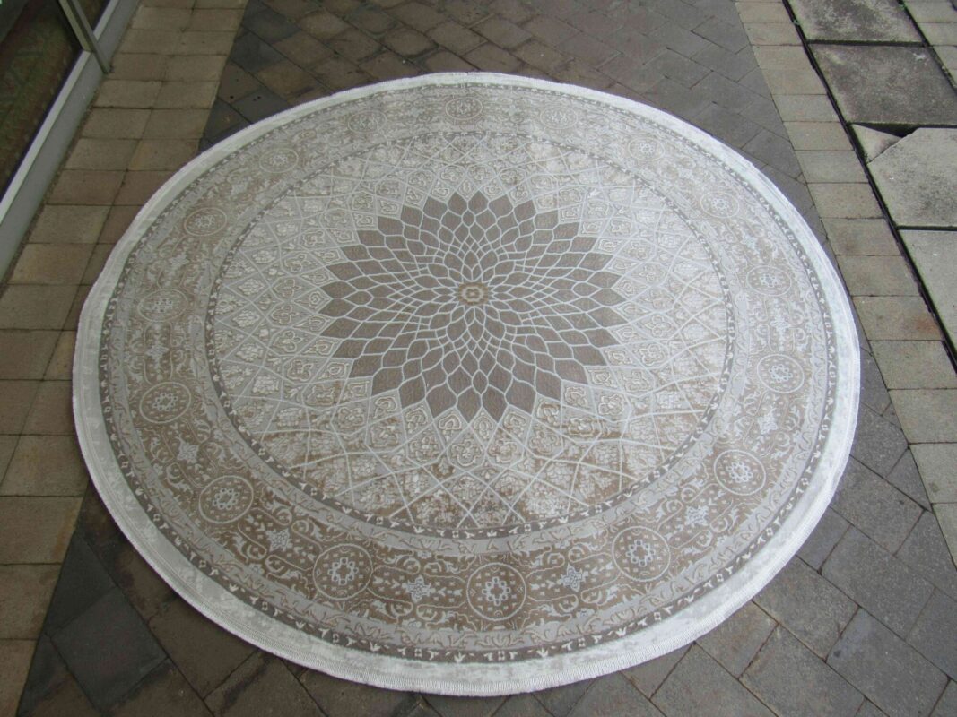 Light Beige - Grey round rug