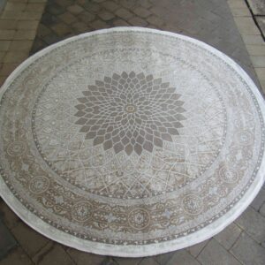 Light Beige - Grey round rug