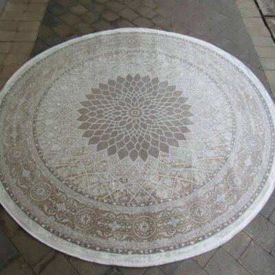 Light Beige - Grey round rug