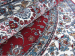 Red White blue round rug